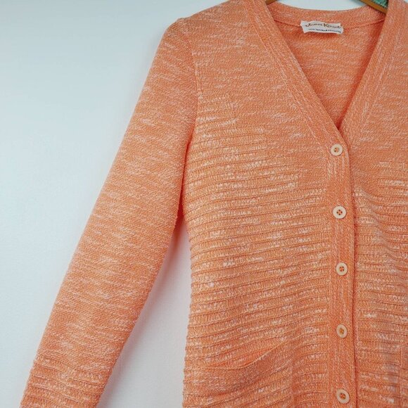 Vintage 1970's James Kenrob Women's 100% Trevira Polyester Peach Cardigan Sz 12 - Picture 8 of 8
